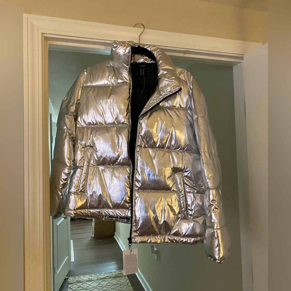 Forever 21 silver puffer jacket. Only worn a handful of times